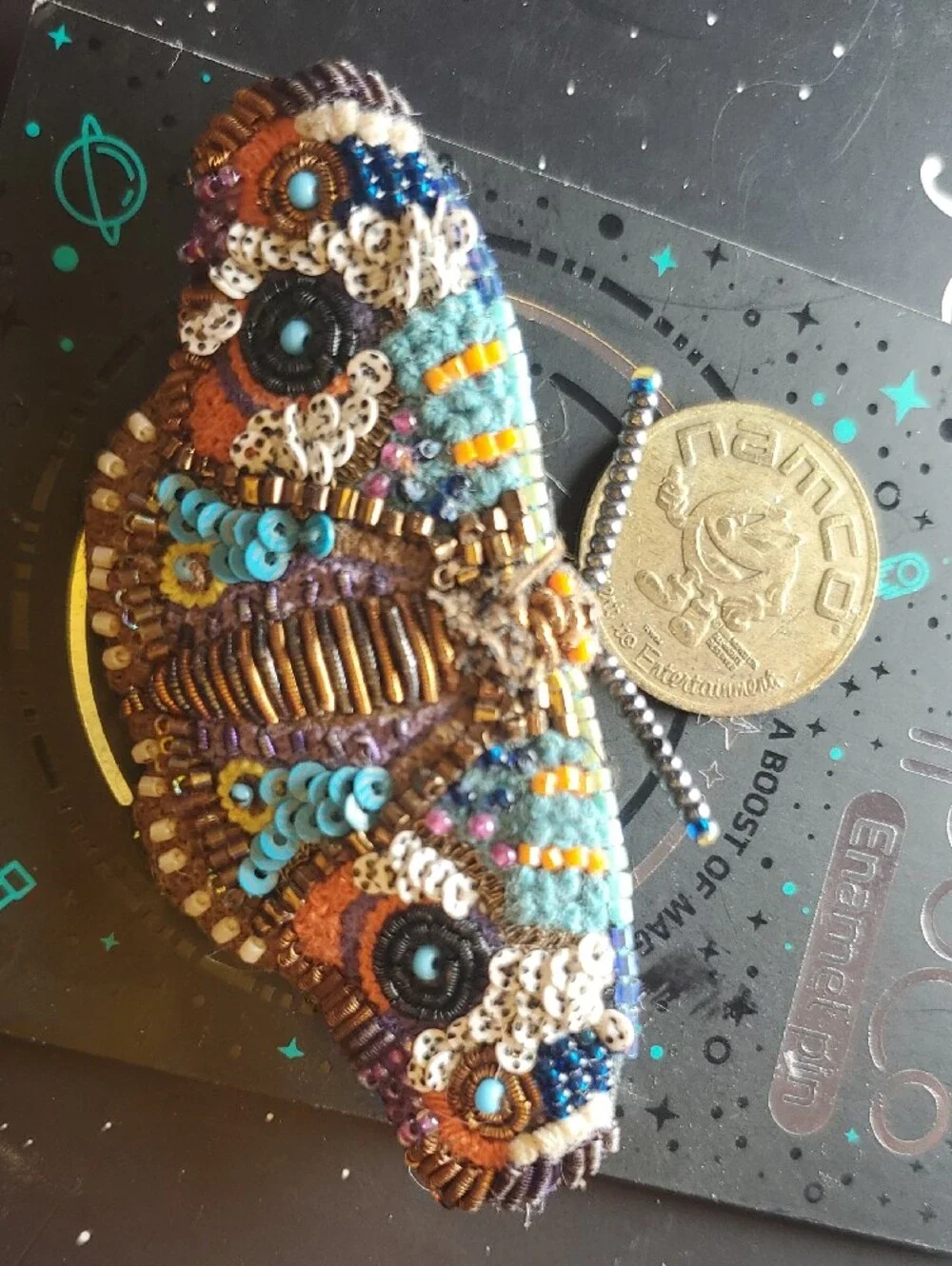 Handcrafted Multicolor Beaded Moth Brooch - Women Accessories